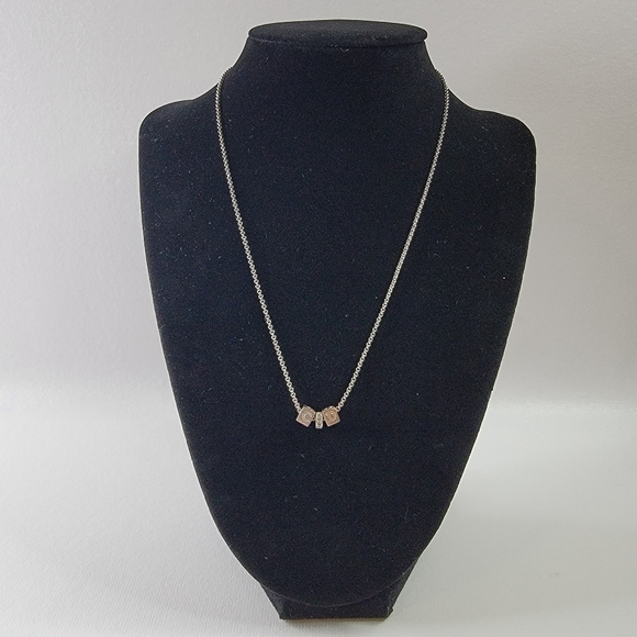 CHRISTIAN DIOR Cube CD Logo Rhinestone Silver Tone Pendant Necklace - Picture 1 of 7